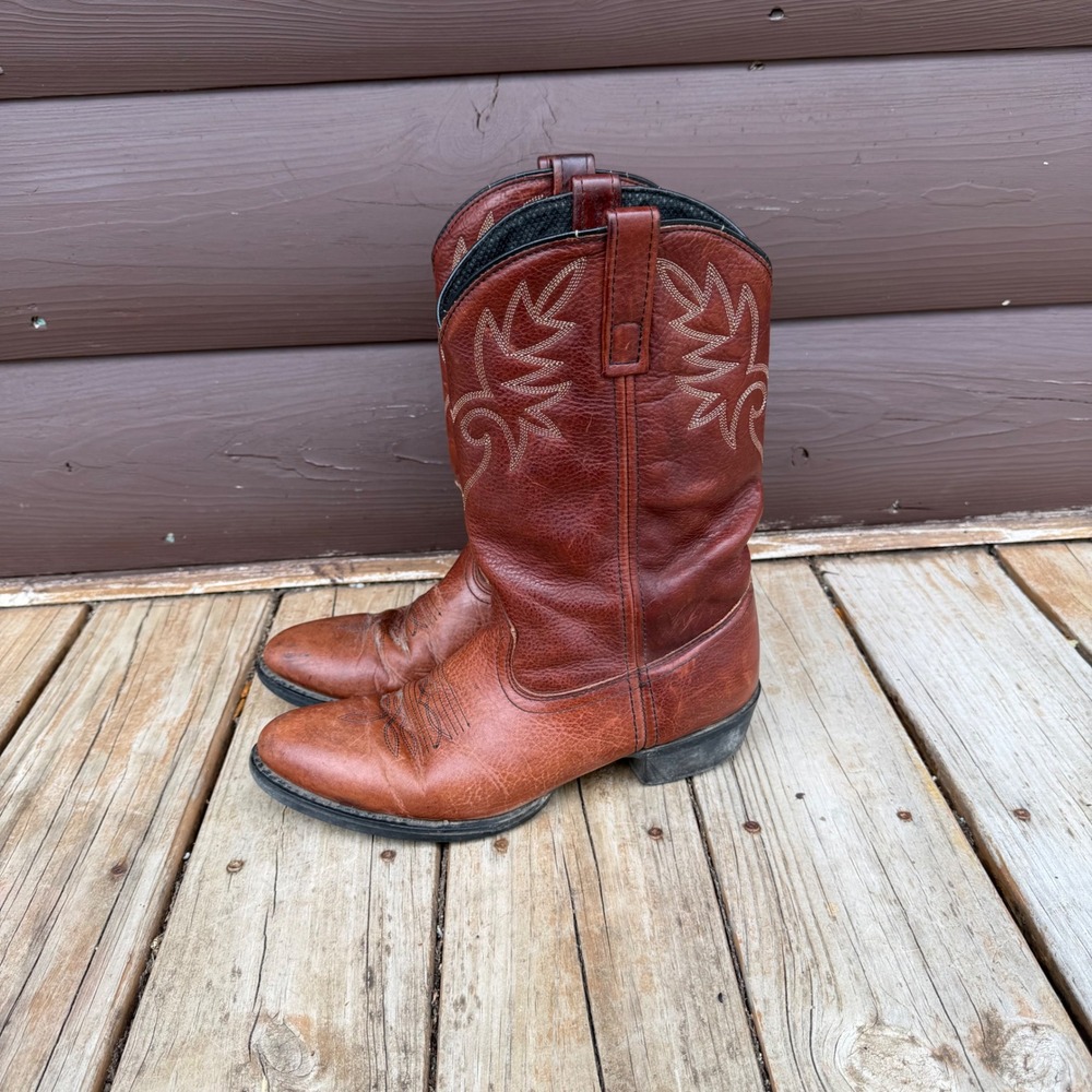 Dingo Cowboy Western Boots Mens Size 10D Brown Leather Embroidered D105981